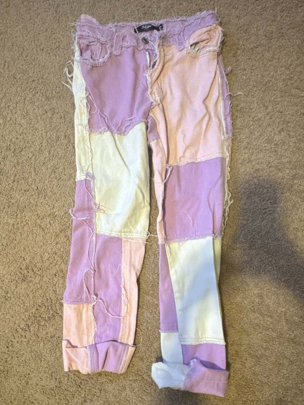 Jaded London Patchwork Boyfriend Jeans Size 25 Pink Purple